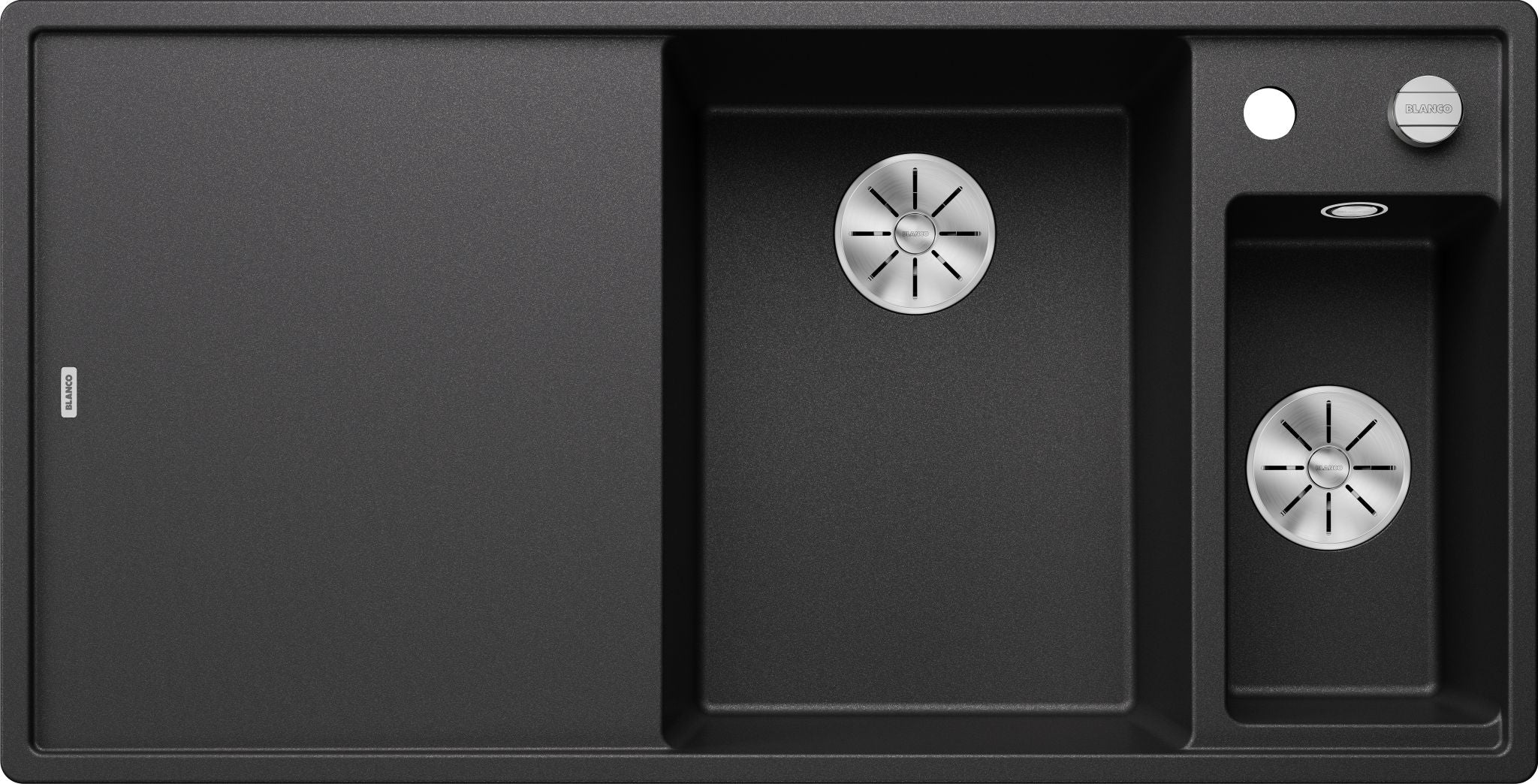 BLANCO AXIA III 6 S SILGRANIT mit Ablauffernbedienung inkl. Glasschneidbrett Becken rechts anthrazit 523472