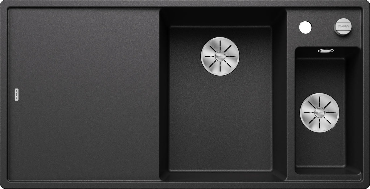 BLANCO AXIA III 6 S SILGRANIT mit Ablauffernbedienung inkl. Glasschneidbrett Becken rechts anthrazit 523472