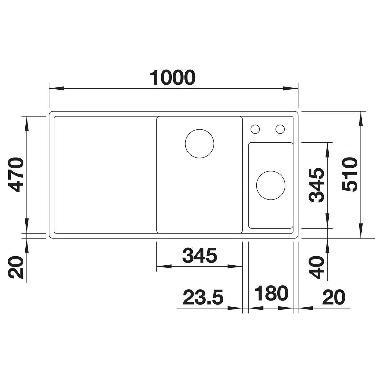 BLANCO AXIA III 6 S SILGRANIT mit Ablauffernbedienung inkl. Glasschneidbrett Becken rechts felsgrau 523473