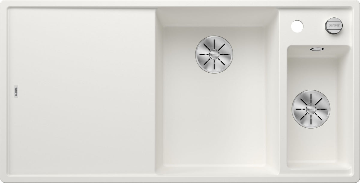 BLANCO AXIA III 6 S SILGRANIT mit Ablauffernbedienung inkl. Glasschneidbrett Becken rechts weiß 523477