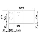 BLANCO AXIA III 6 S SILGRANIT mit Holzschneidbrett Becken links café 524652