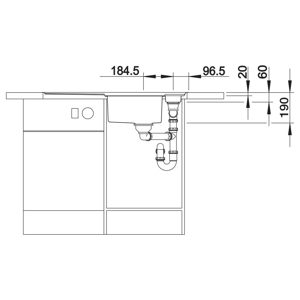 BLANCO AXIS III 5 S-IF Edelstahl Seidenglanz mit Ablauffernbedienung mit Zubehör reversibel 522103