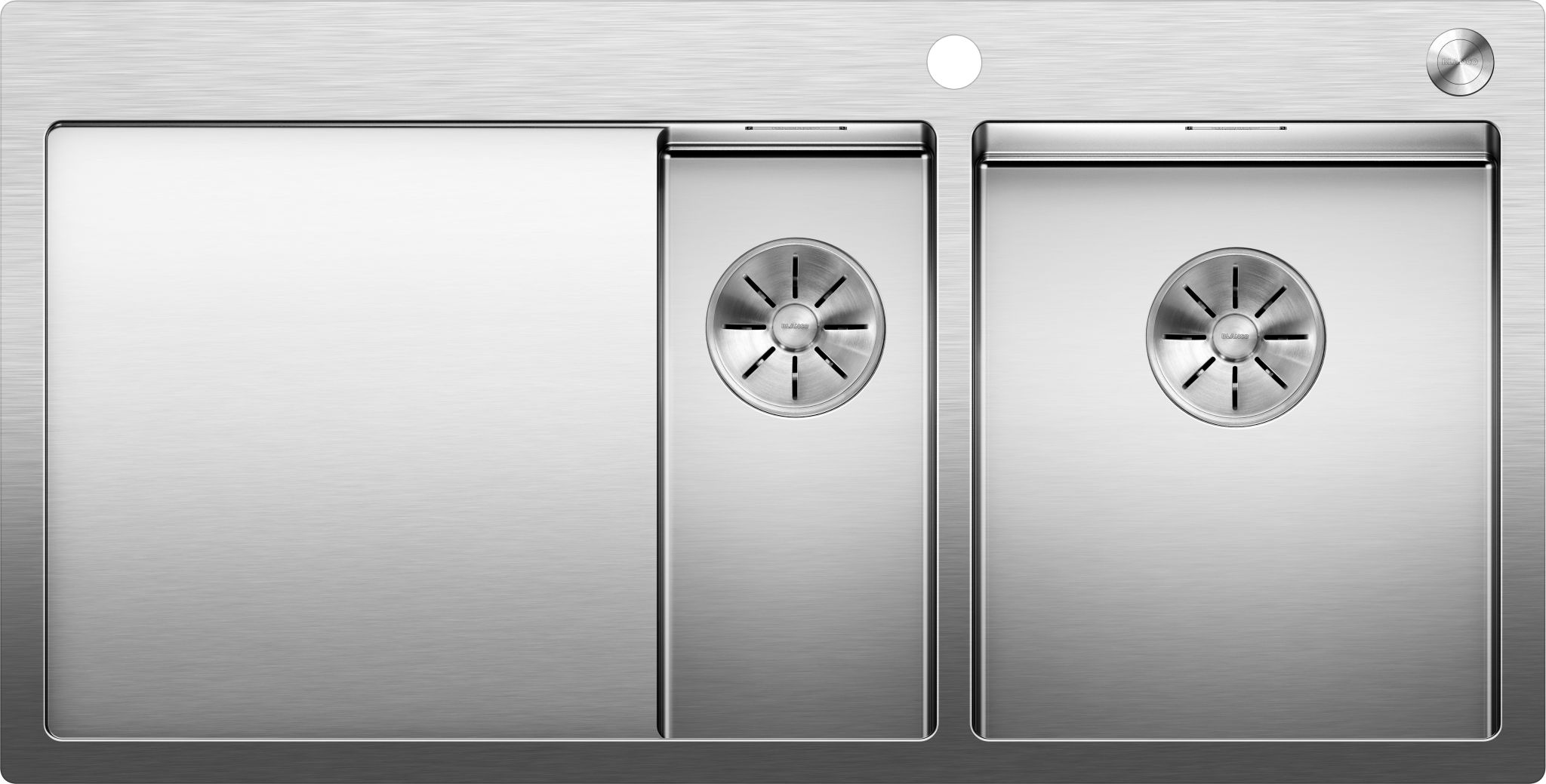 BLANCO CLARON 6 S-IF Edelstahl Seidenglanz mit Ablauffernbedienung Hauptbecken rechts 521645