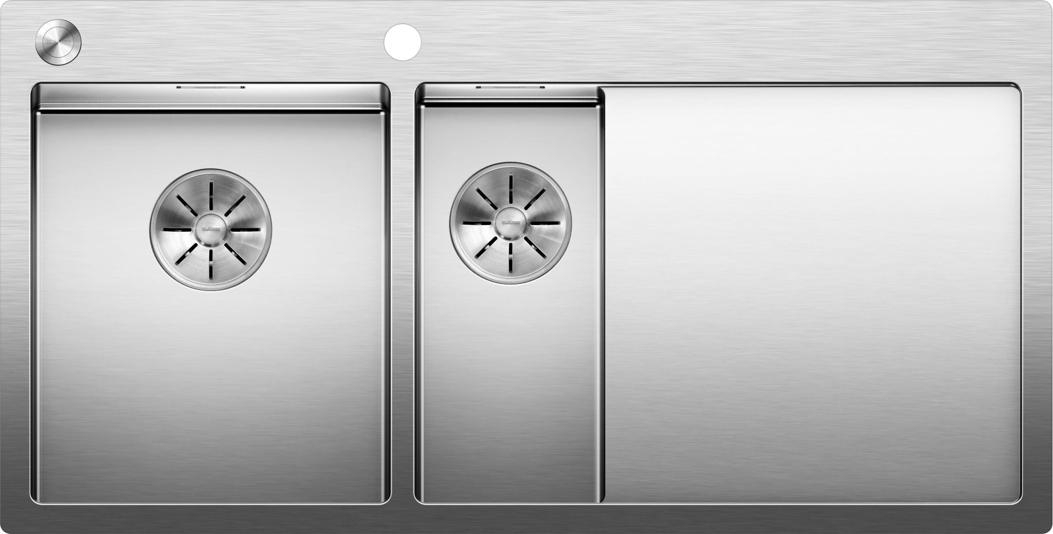 BLANCO CLARON 6 S-IF Edelstahl Seidenglanz mit Ablauffernbedienung Hauptbecken links 521646