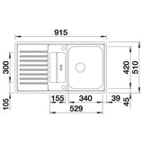 BLANCO CLASSIC Pro 5 S-IF Edelstahl Seidenglanz mit Ablauffernbedienung mit Schale 523663