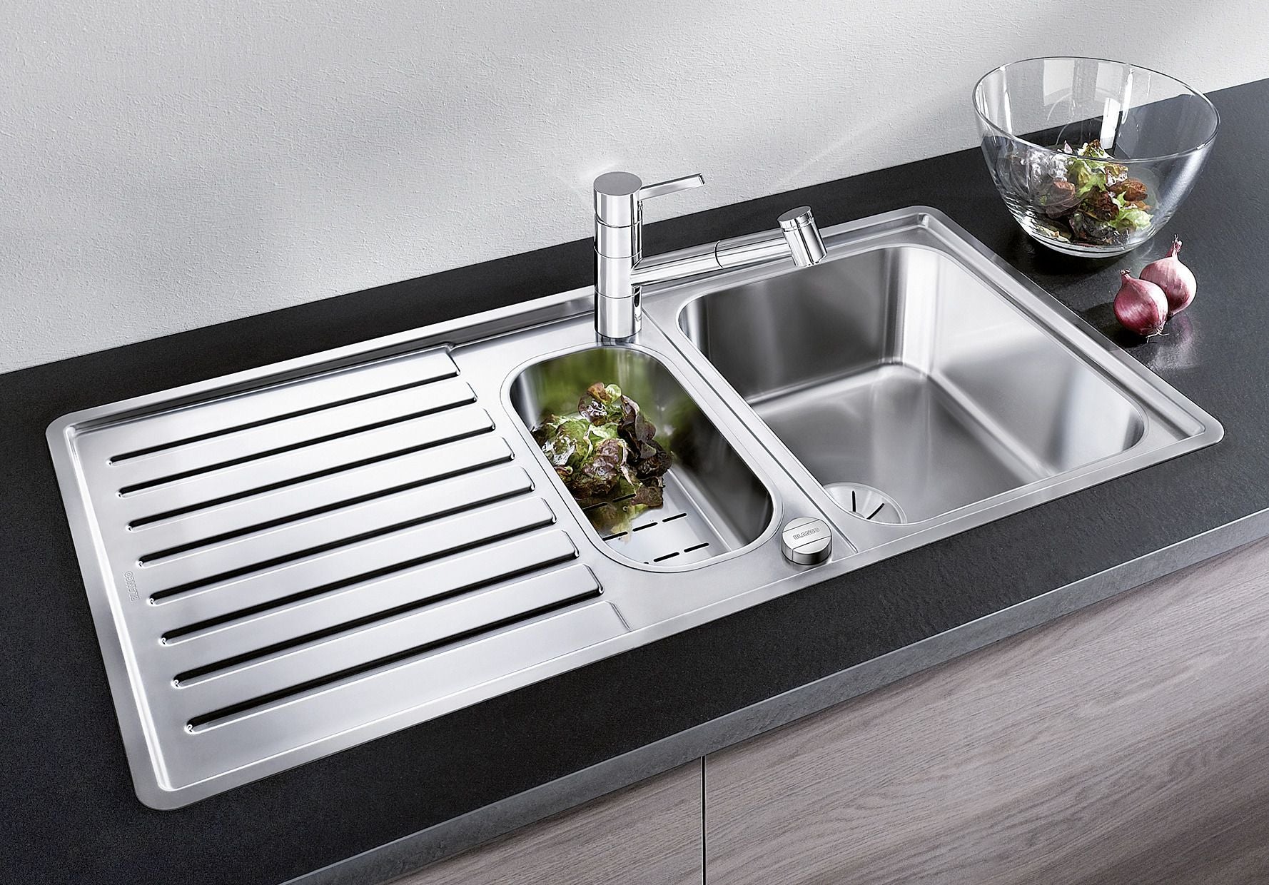 BLANCO CLASSIC Pro 6 S-IF Edelstahl Seidenglanz mit Ablauffernbedienung mit Schale 523665