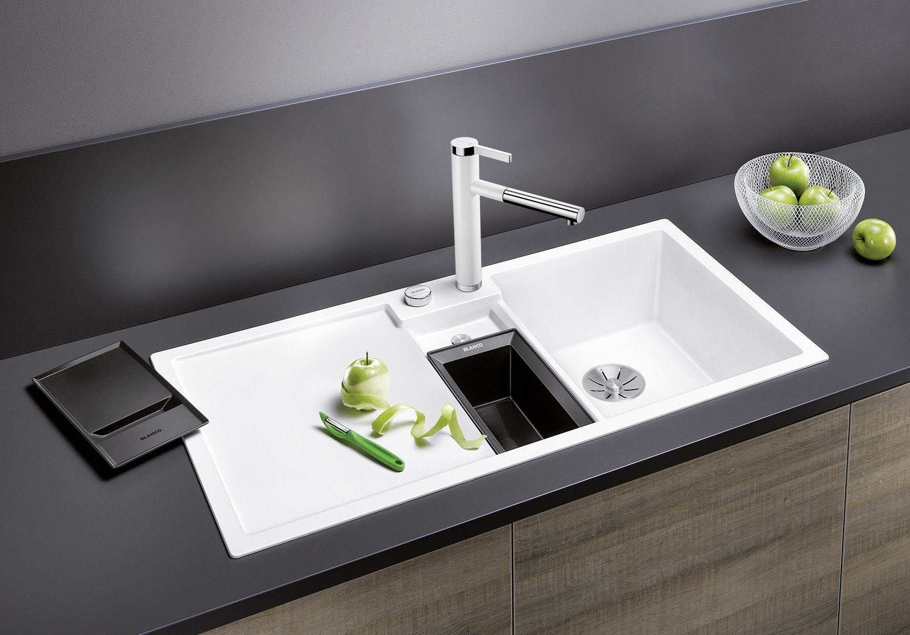 BLANCO COLLECTIS 6 S SILGRANIT mit Ablauffernbedienung Becken rechts softweiß 527058