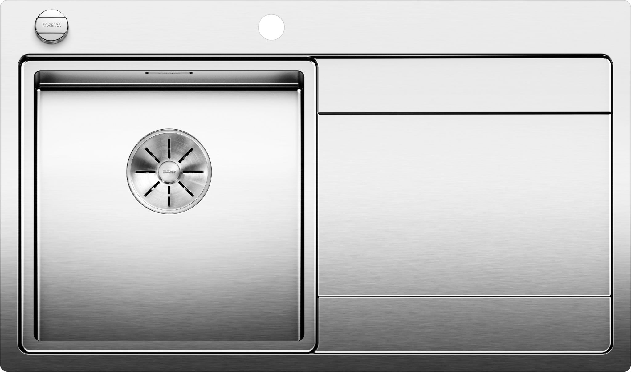 BLANCO DIVON II 45 S-IF Edelstahl Seidenglanz mit Ablauffernbedienung Becken links 521657