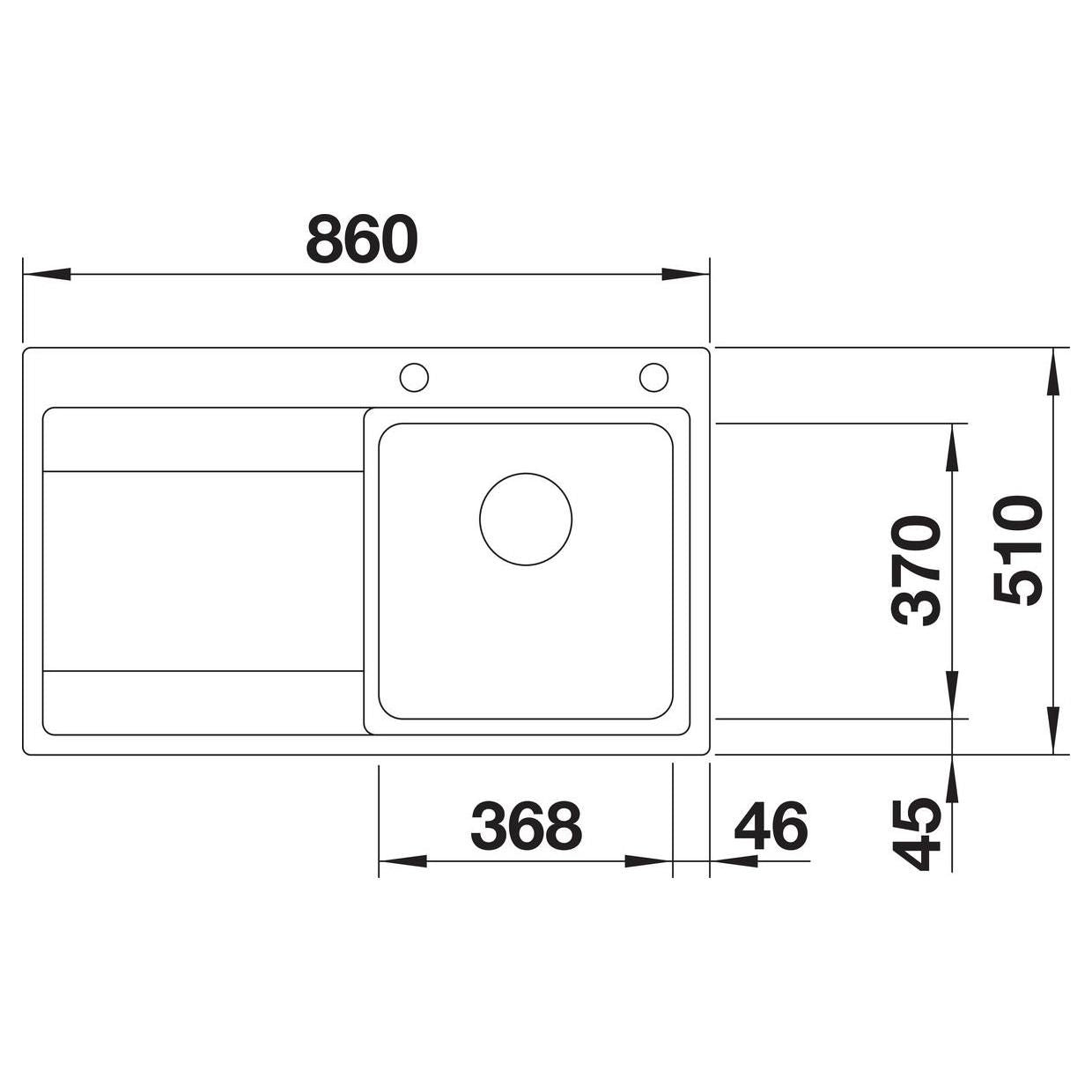 BLANCO DIVON II 45 S-IF Edelstahl Seidenglanz mit Ablauffernbedienung Becken rechts 521658