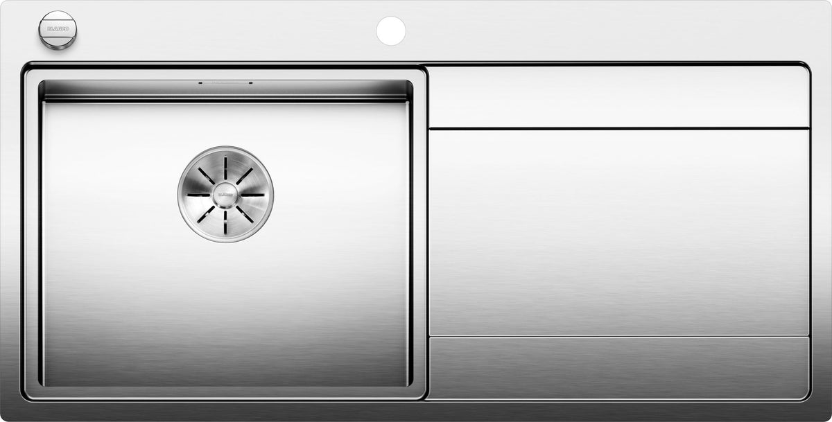 BLANCO DIVON II 5 S-IF Edelstahl Seidenglanz mit Ablauffernbedienung Becken links 521659