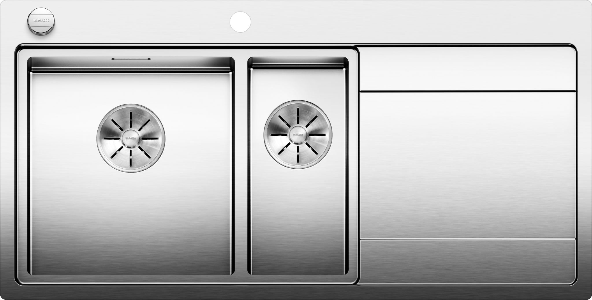 BLANCO DIVON II 6 S-IF Edelstahl Seidenglanz mit Ablauffernbedienung Becken links 521661