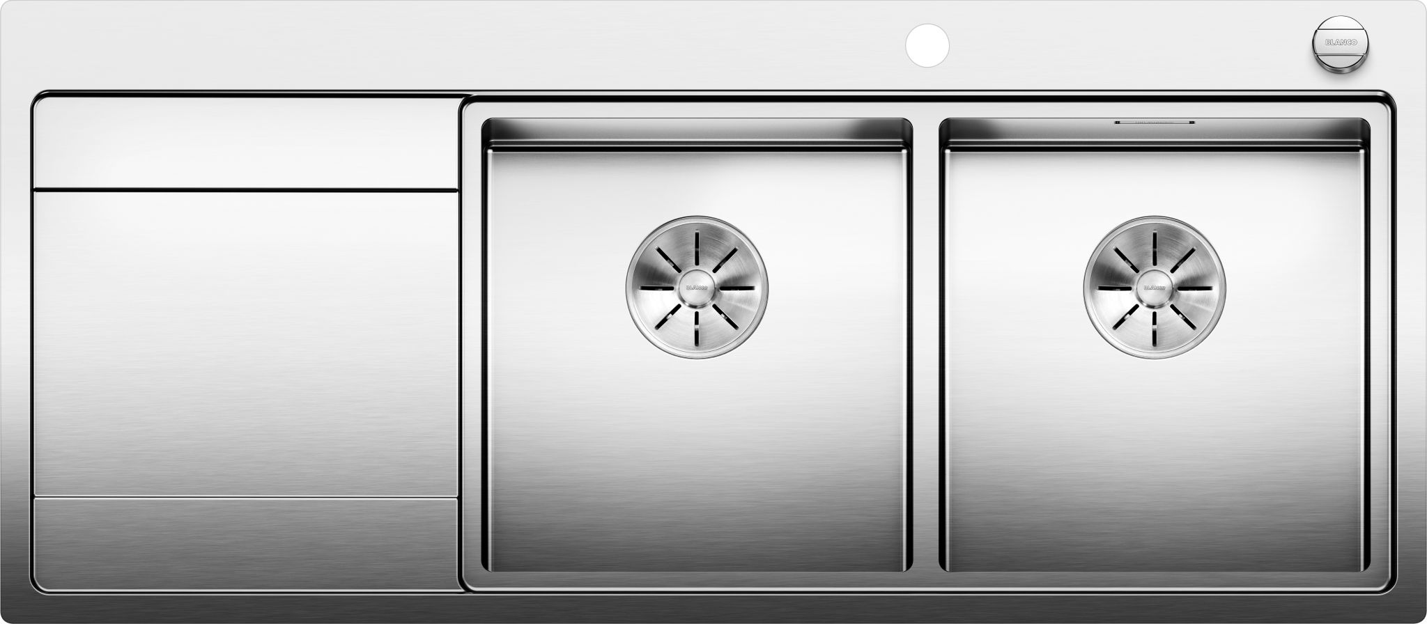 BLANCO DIVON II 8 S-IF Edelstahl Seidenglanz mit Ablauffernbedienung Becken rechts 521665