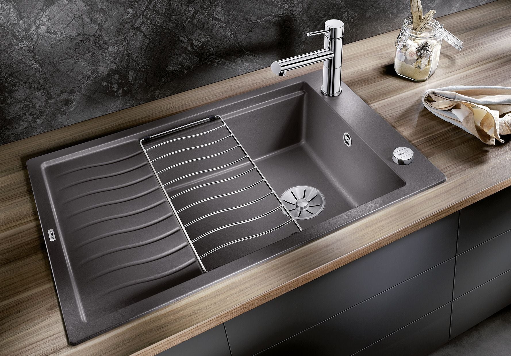 BLANCO ELON XL 6 S SILGRANIT mit Ablauffernbedienung mit Zubehör reversibel felsgrau 524835