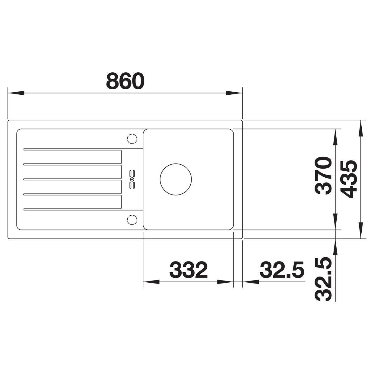 BLANCO FAVUM 45 S SILGRANIT ohne Ablauffernbedienung reversibel weiß 524229