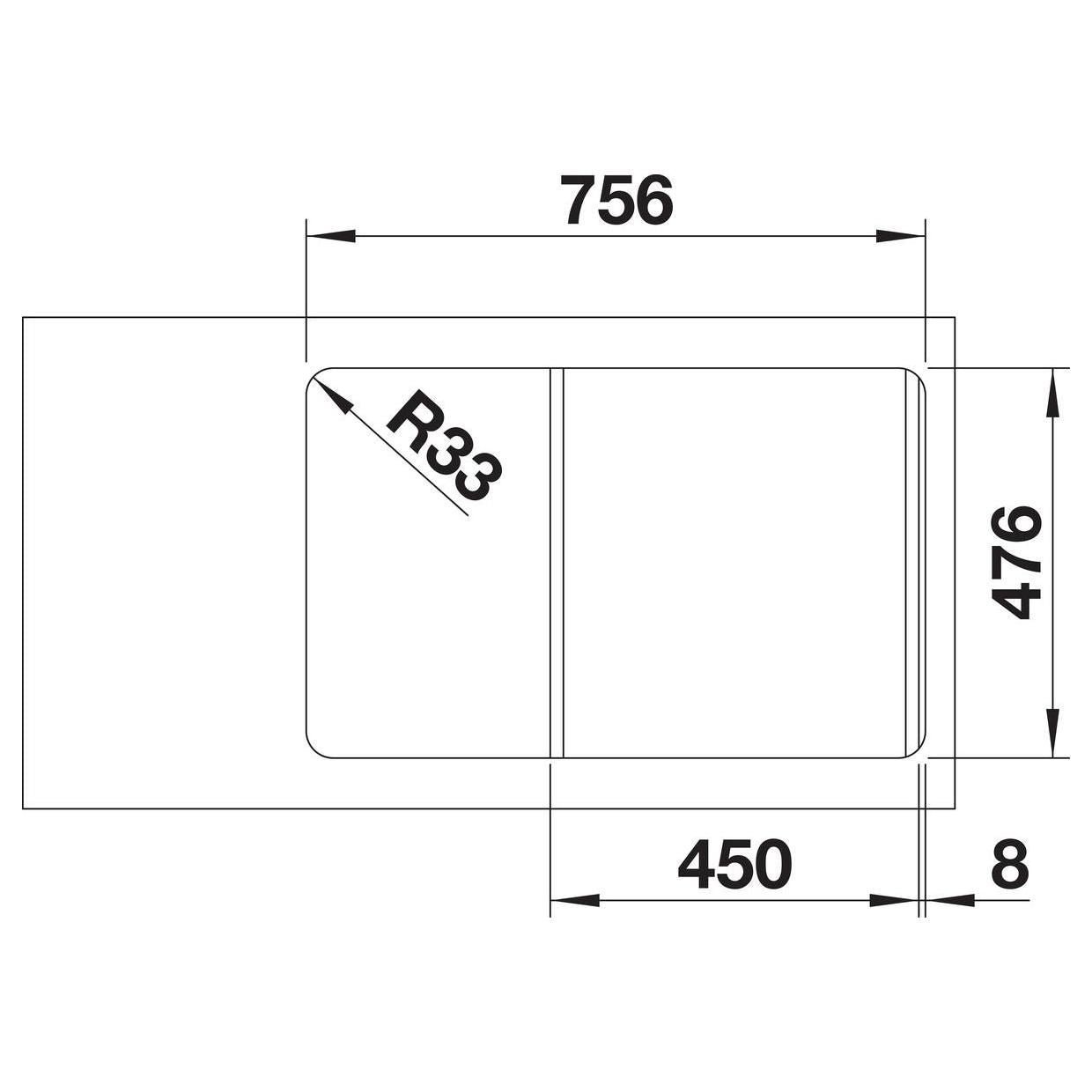 BLANCO LANTOS 45 S-IF Compact Edelstahl Bürstfinish mit Ablauffernbedienung reversibel 519059