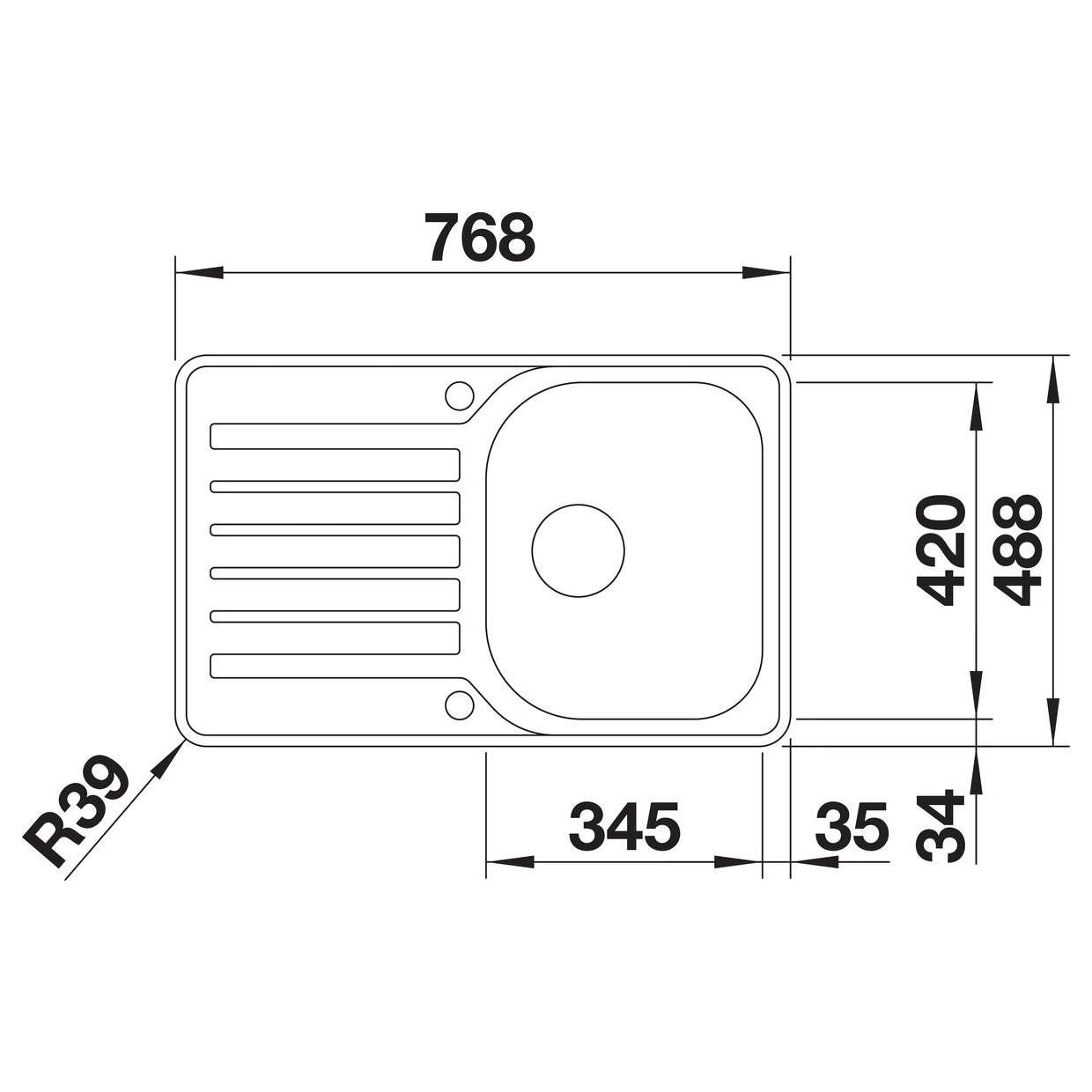 BLANCO LANTOS 45 S-IF Compact Edelstahl Bürstfinish mit Ablauffernbedienung reversibel 519059