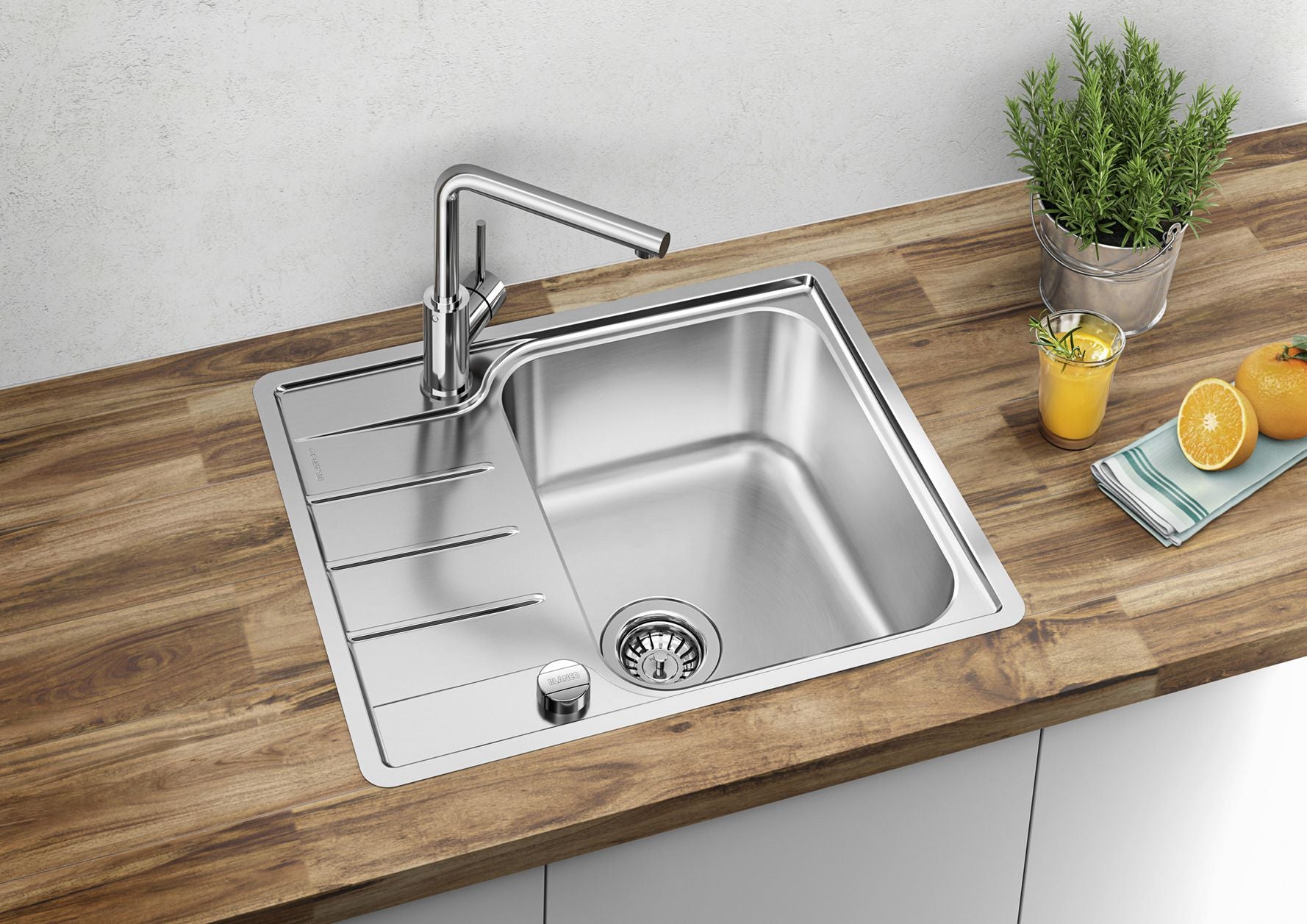 BLANCO LEMIS 45 S-IF Mini Edelstahl Bürstfinish mit Ablauffernbedienung reversibel 525114