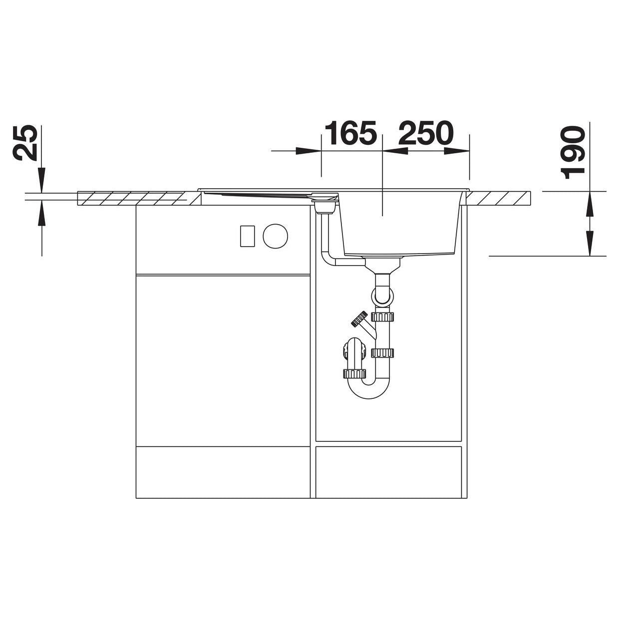 BLANCO METRA 45 S SILGRANIT mit Ablauffernbedienung reversibel anthrazit 513035