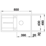 BLANCO METRA 5 S-F SILGRANIT mit Ablauffernbedienung reversibel softweiß 527111