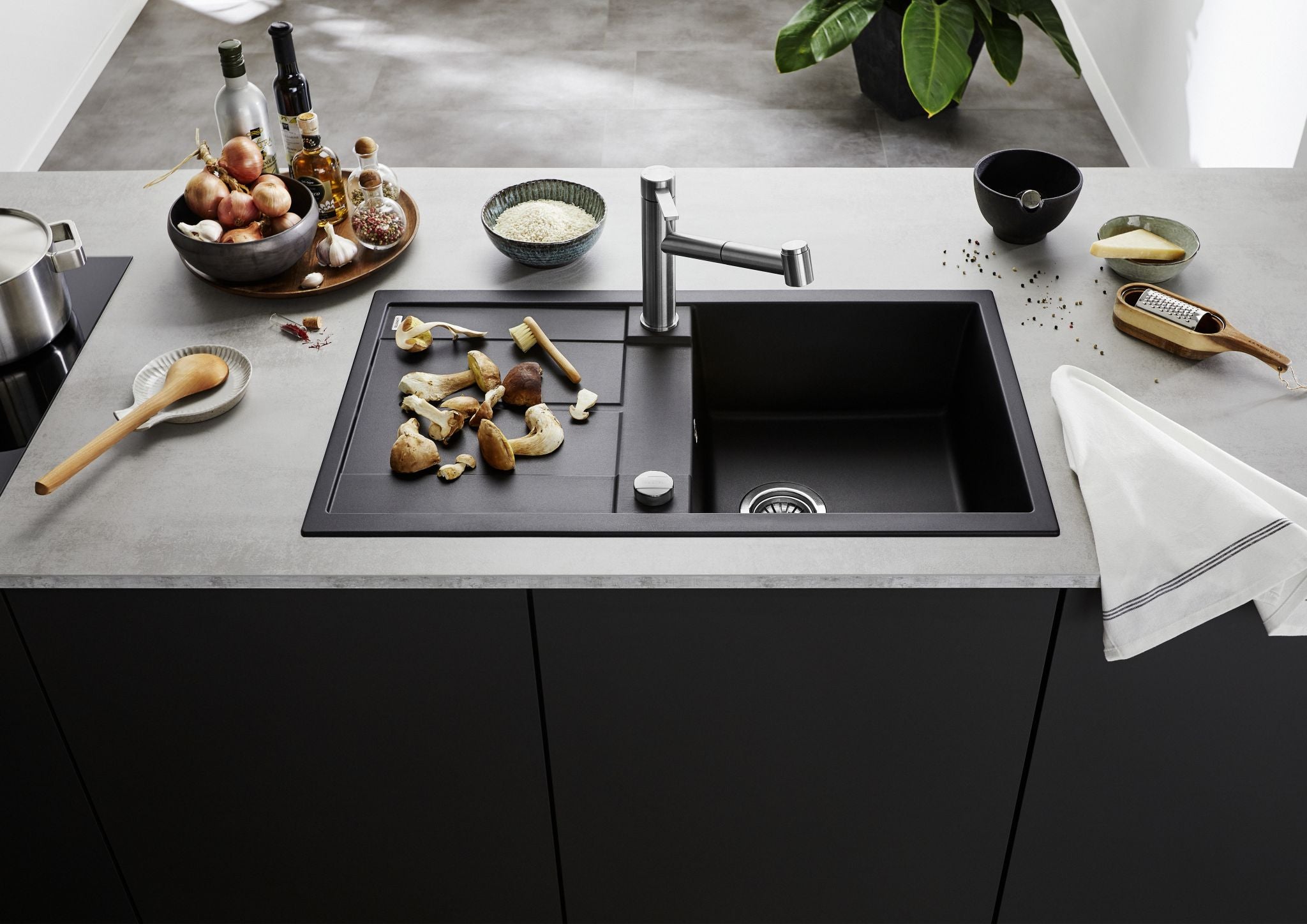 BLANCO METRA 5 S SILGRANIT mit Ablauffernbedienung reversibel softweiß 527109