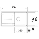 BLANCO METRA 5 S SILGRANIT mit Ablauffernbedienung reversibel softweiß 527109