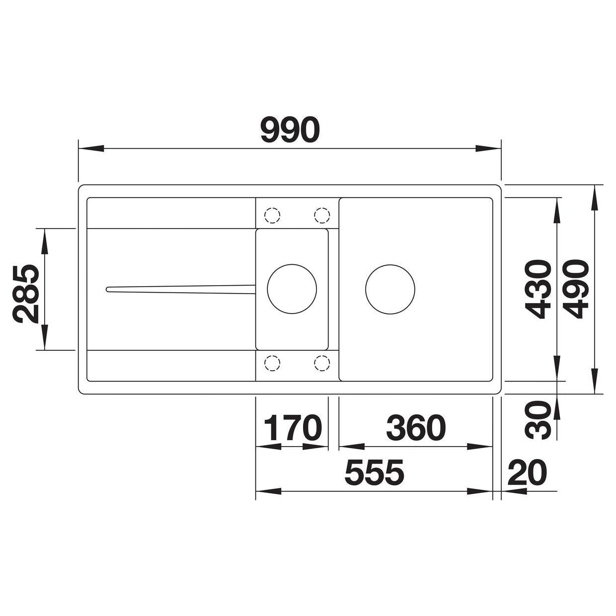 BLANCO METRA 6 S-F SILGRANIT mit Ablauffernbedienung mit Zubehör reversibel felsgrau 519118