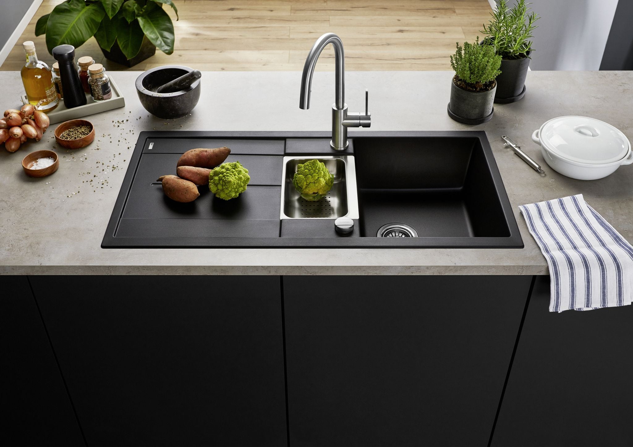 BLANCO METRA 6 S SILGRANIT mit Ablauffernbedienung mit Zubehör reversibel anthrazit 513053