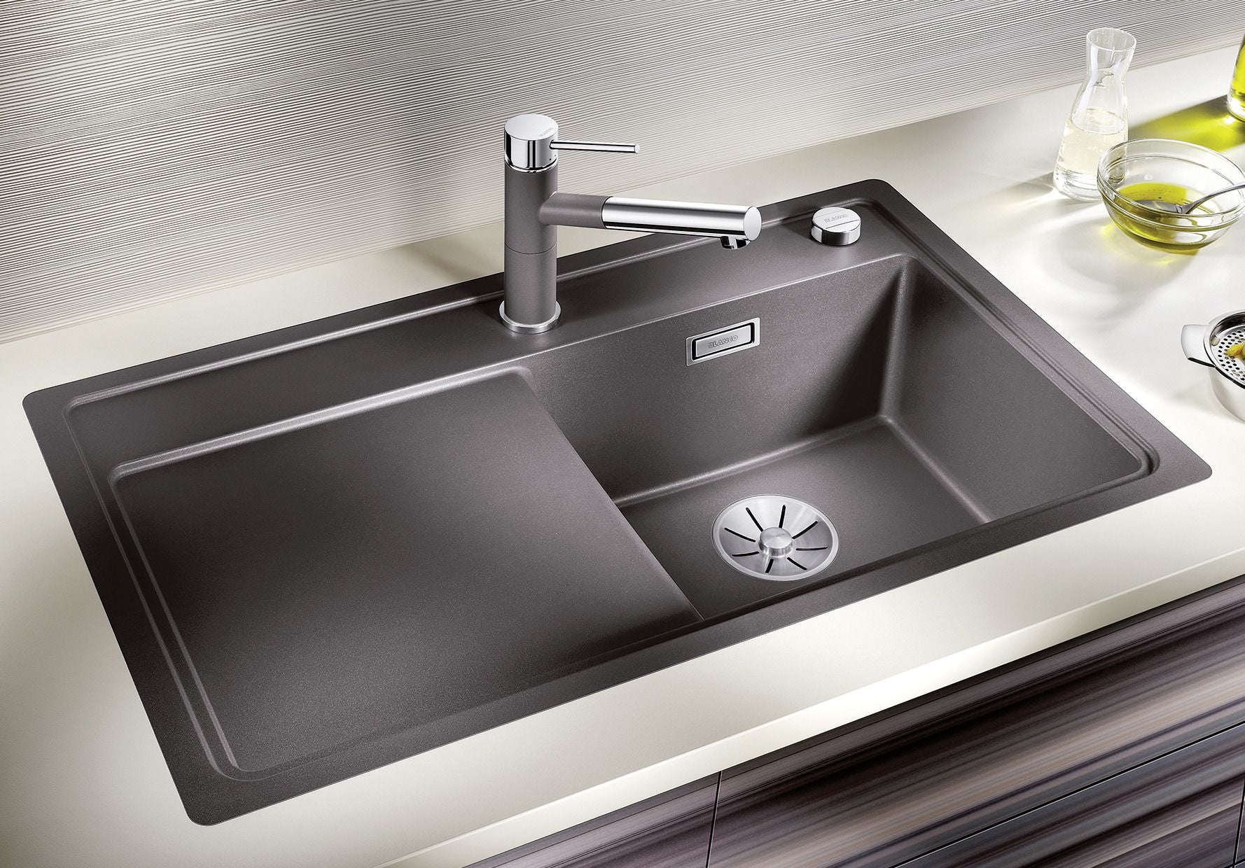 BLANCO ZENAR 45 S-F  SILGRANIT mit Ablauffernbedienung ohne Zubehör Becken links café 523839