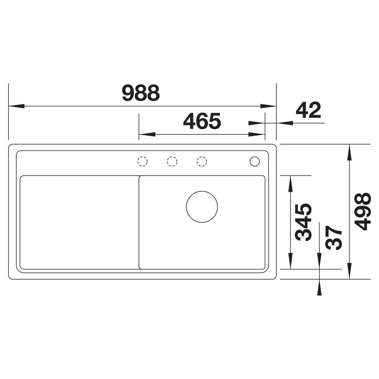 BLANCO ZENAR XL 6 S-F  SILGRANIT mit Ablauffernbedienung ohne Zubehör Becken rechts weiß 523905