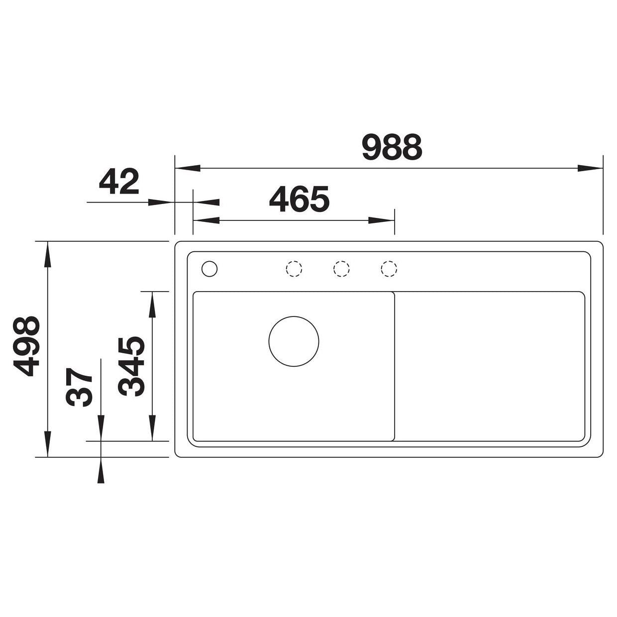 BLANCO ZENAR XL 6 S-F  SILGRANIT mit Ablauffernbedienung ohne Zubehör Becken links weiß 523929