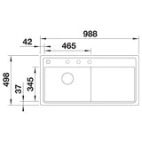 BLANCO ZENAR XL 6 S-F  SILGRANIT mit Ablauffernbedienung ohne Zubehör Becken links schwarz 526065