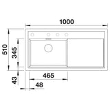 BLANCO ZENAR XL 6 S  SILGRANIT mit Ablauffernbedienung ohne Zubehör Becken links felsgrau 523996