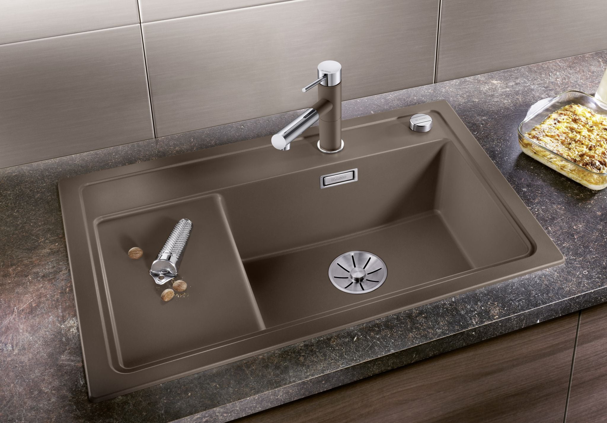 BLANCO ZENAR XL 6 S Compact SILGRANIT mit Ablauffernbedienung ohne Zubehör Becken rechts tartufo 523782