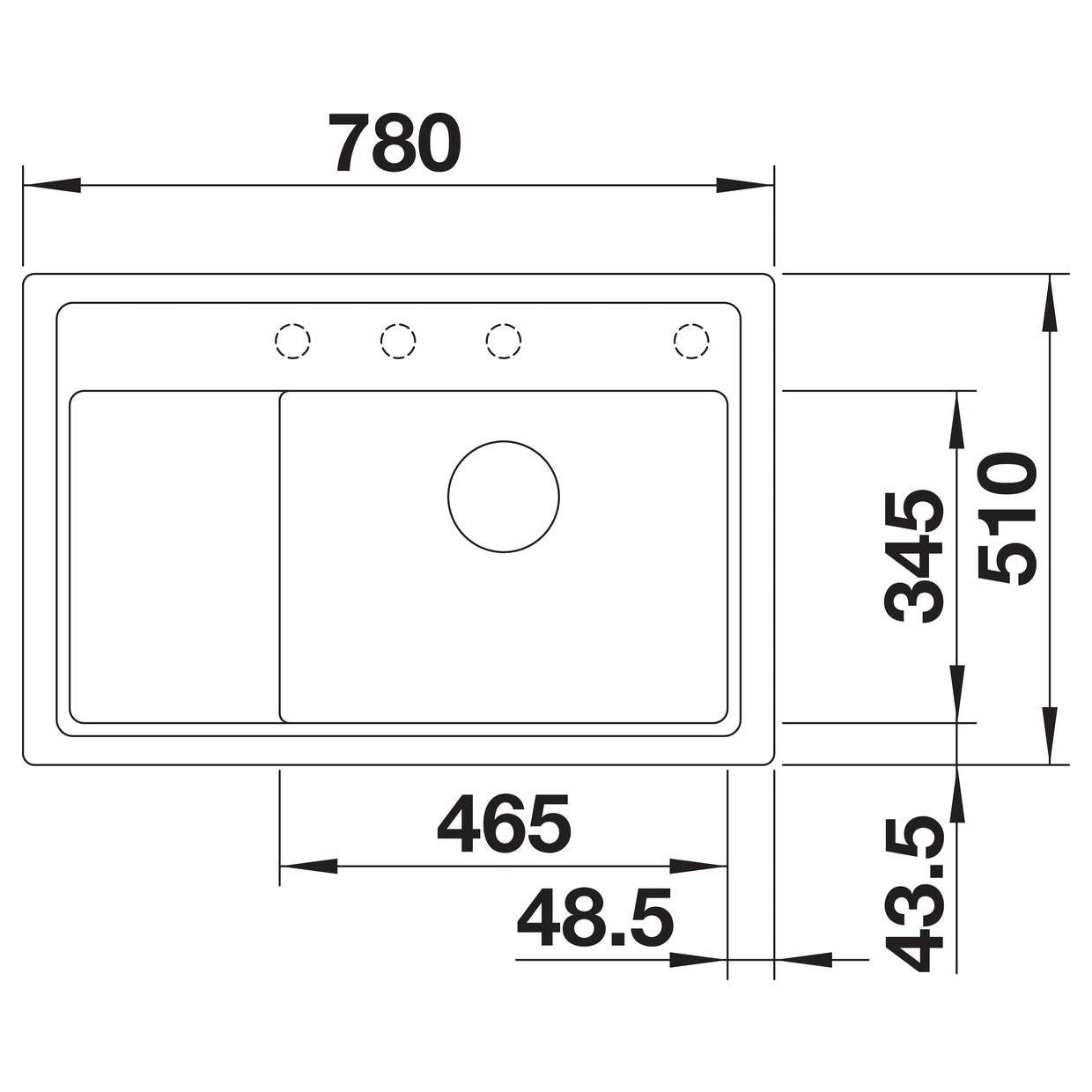 BLANCO ZENAR XL 6 S Compact SILGRANIT mit Ablauffernbedienung ohne Zubehör Becken rechts schwarz 526052
