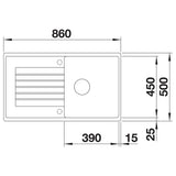 BLANCO ZIA 5 S SILGRANIT mit Ablauffernbedienung reversibel weiß 520506