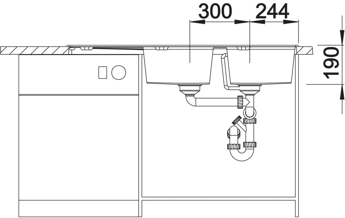 BLANCO ZIA 8 S SILGRANIT ohne Ablauffernbedienung schwarz 526027