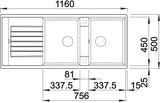 BLANCO ZIA 8 S SILGRANIT ohne Ablauffernbedienung schwarz 526027