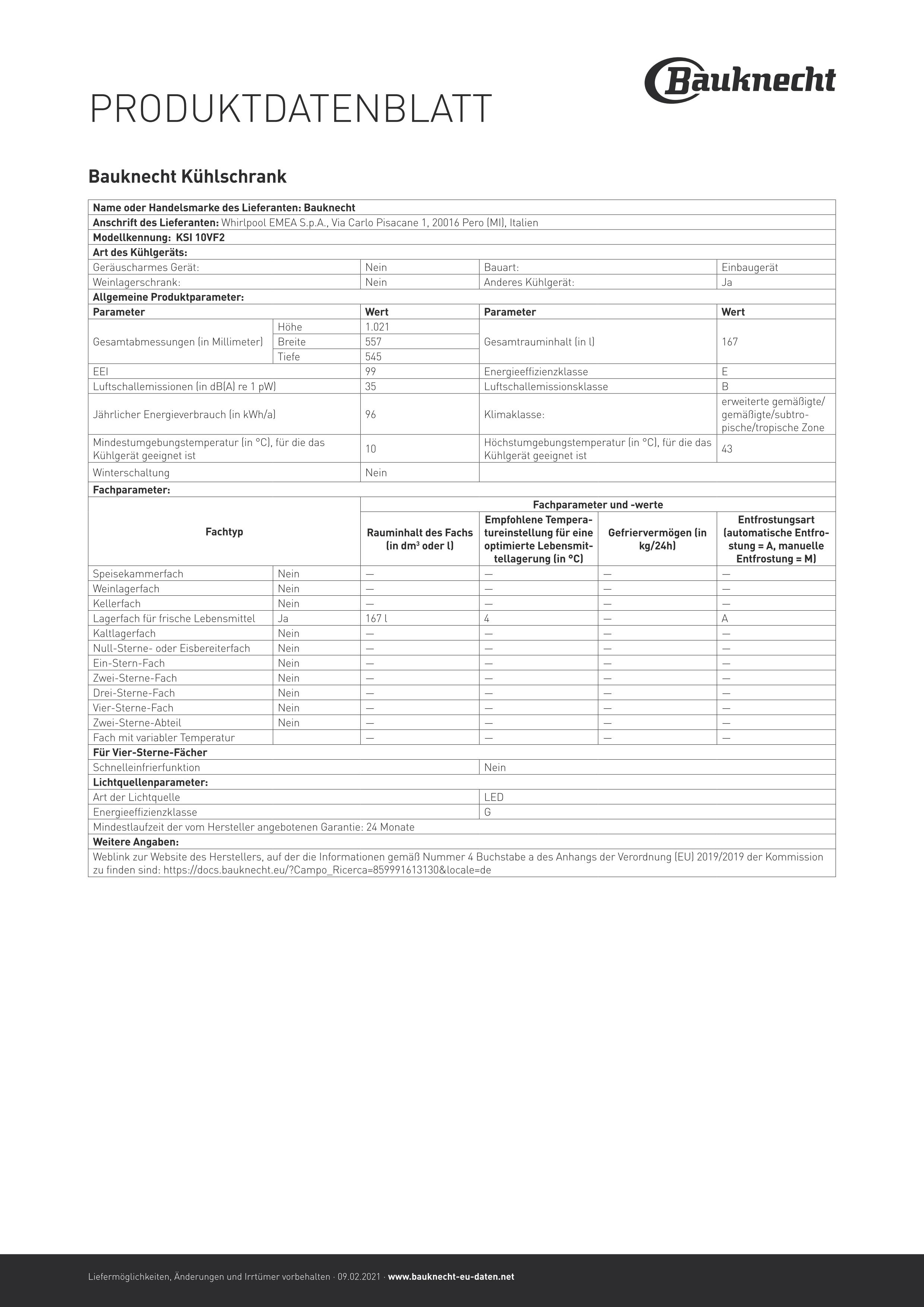 Bauknecht Einbau-Kühlschrank KSI 10VF2