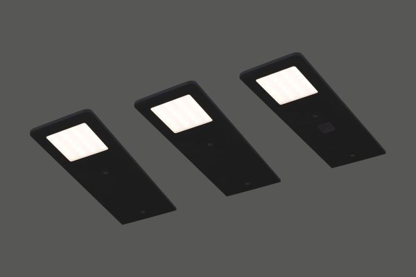 Tebü Rechteckleuchten-SET 6048-3_S (4000 K/schwarz) 3er Set