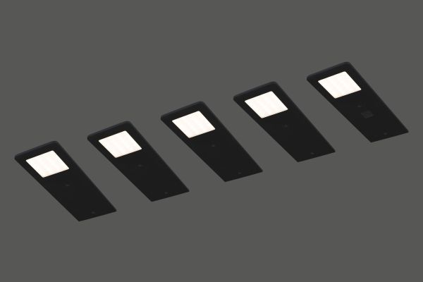 Tebü Rechteckleuchten-SET 6048-5_S (4000 K/schwarz) 5er Set